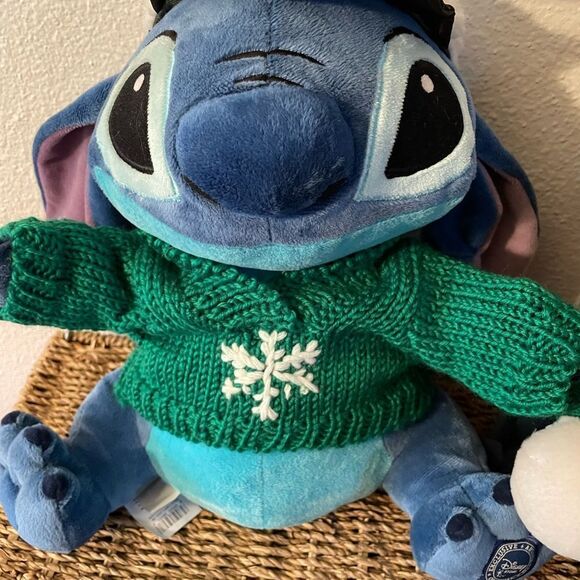 Disney Store Stitch Christmas Plush Naughty Winter Green Knit Sweater set of 2! - Picture 2 of 13